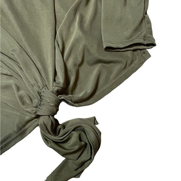 ASTR THE LABEL V-neck Knotted Front Long Sleeve Top Green Size XL - Picture 5 of 7